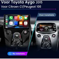Hexinex 10.1" Octa-Core autoradio Geschikt voor Peugeot 108/ Citroen C1/ Toyota Aygo- Draadloos CarPlay, Android Auto, multimediaspeler, GPS, WIFI, DSP, 4GB+64GB
