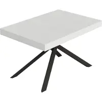 Itamoby Niket uittrektafel 140/224x80 cm, esdoornhout, wit, met poten in antracietgrijs