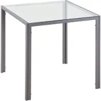 HOMCOM - eettafel - staal - gehard glas - 75L x 75B x 75H cm - grijs