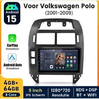 Hexinex HexinexMarket Autoradio Geschikt voor VW POLO (2001-2009) - Draadloos CarPlay, Android Auto, GPS Navi, RDS, multimediaspeler, GPS NAVI, WIFI, 2GB+64GB