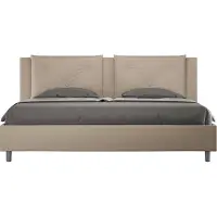 Ityhome Kingsize tweepersoonsbed met beklede basis, afmetingen 200x200, model Appia, in de kleur grijze duif