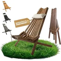 BOGATECO Opvouwbare Houten Tuinstoel met Kussen - Ligstoel 100 x 55 x 30 cm - Ruglengte 90 cm - Flexibel Ergonomisch Design - Keuze uit 4 Kleuren