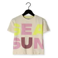 Koko Noko T-shirt ecru Meisjes Stretchkatoen Ronde hals Tekst - maat 104