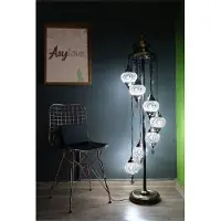 Halay Handmade vloerlamp - Turkse staandelamp met 7 bollen - Mozaïek wit - Warme kleuren met ster