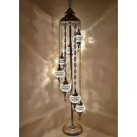 Halay Turkse Lamp - Vloerlamp Mozaïek - 7 Bollen - Handgemaakt Wit met Multicolour Ster
