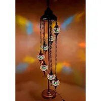 Halay Turkse vloerlamp 7 bollen multicolour - handgemaakt - hoogte 160 cm - mozaïek glas - E-14 fitting