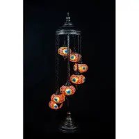 Halay Handgemaakte Turkse staande lamp met 7 gekleurde mozaïekglazen bolletjes – Oosterse vloerlamp voor sfeervolle verlichting