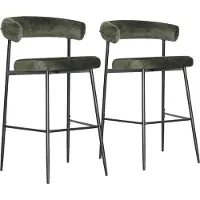 Happy Garden Set van 2 barkrukken in groene stof THEA