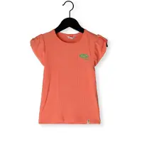 Nono T-shirt oranje rib gebreid Meisjes Viscose Ronde hals Effen - maat 110