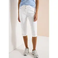Cecil Dames 3/4 Mid Waist Slim Legs broek met omslag - Wit - 32