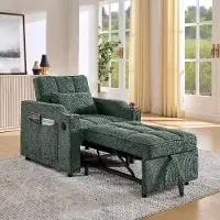 STILVORA Slaapbank - 3-In-1 - Met USB En Uitschuiffunctie - Voor Woonkamer En Logeerkamer - Hout En Stof Groen