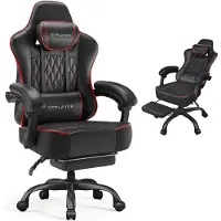 GTPLAYER Gamingstoel, kantoel, ergonomische computerstoel, verstelbare draaistoel, armleuningen met synchroonmechanisme, lendensteun, hoofdkussen