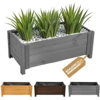 BOGATECO plantenbak van hout | Bloempot Perfect voor tuin | Waterdicht | Met Agro-Textiel | 80x38x30cm | antraciet