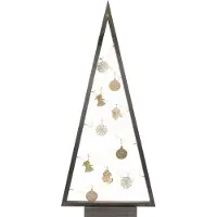 BOGATECO Kerstboom van hout met LED 104cm hoog grijs | Inclusief houten decoratie | Kerstversiering | 100 LED's | Grijs