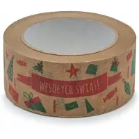 Neopak Kerst Inpaktape "Fijne Feestdagen" 48mm x 50m - Papier Kraft