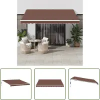 The Living Store Parasol - Luifel - Luifel automatisch uittrekbaar 400x300 cm bruin - Buitenzonwering - Terrasdecoratie - Balkon Decoratie