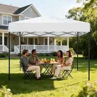 NaiZy 3x3 meter opklapbare partytent, snelle opbouw met één druk op de knop, waterdicht en UV-bestendig, zonder zijwanden, inclusief tas en accessoires – Wit