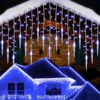 Lapamax LED-lichtketting, "IJzelregen", met ijspegels, blauw, 8 modi, geheugenfunctie, kerstverlichting, decoratie voor balkon en raam