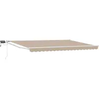 vidaXL Handbediende luifel met LED's Beige en Wit 4 × 3 m