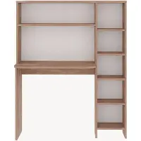 En.casa Bureau met planken 'Onega', 143 x 114 x 40 cm, met 6 open vakken, houtkleur