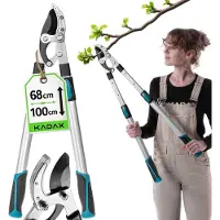 Kadax aambeeld snoeischaar 68–100 cm, telescopische boomschaar voor dikke takken tot 50 mm, tuinschaar met antislip handgrepen en scherp stalen blad voor nauwkeurig snoeien.