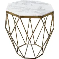 Invicta Design bijzettafel DIAMOND 50cm wit marmer messing metaal - 41856