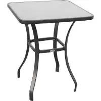 Youjia Vierkante tuintafel, glazen tafel, weerbestendig, zwart, 68,5x68,5 cm, geschikt voor balkon, terras, tuinmeubels