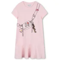 Marc Jacobs Meisjes Roze jurk met print (10Y= 138cm), Casual, Katoen, Korte mouwen, kinderkleding W60711