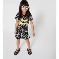 Marc Jacobs Meisjes Zwart t-shirt jurk (6Y= 114/119cm), Casual, Katoen, Korte mouwen, kinderkleding W60861