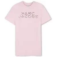 Marc Jacobs Meisjes Roze logo-jurk (10Y= 138cm), Casual, Katoen, Korte mouwen, kinderkleding W60718