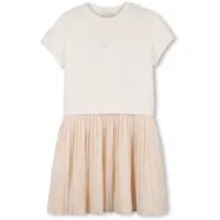 Michael Kors Meisjes Jurk M.L beige (5Y= 108cm), Casual, Polyester, Korte mouwen, kinderkleding R30587
