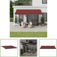 The Living Store Luifel handmatig uittrekbaar met LED's 500x300 cm bordeauxrood - Luifel - Terrasoverkapping - Buitenuitrusting - Patio Cover - Led Verlichting