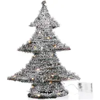 COM-FOUR® Kunstkerstboom, besneeuwd met verlichting en timer, dennenboom met kunstsneeuw en 40 warmwitte LED's, kerstdecoratie, sfeerverlichting voor kerst