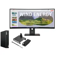 Lenovo ThinkCentre M75q G5 A7 16 512 + ThinkVision T34WD-40 34 UWQHD Docking AMD Ryzen 7 PRO 8700GE-processor 3,65 GHz tot 5,10 GHz, Windows 11 Pro 64, 512 GB SSD TLC Opal - M75QBUNDLE1EUC