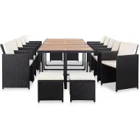 vidaXL 15-delige Tuinset met kussens poly rattan zwart