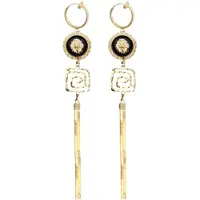 Charme Bijoux Klem oorbellen goudkleur leeuw zwart 13 cm