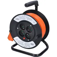 Noctua Oranje verlengkabel op haspel, 15 meter, 4 stopcontacten, 230V, 1.5mm2, model PB23O