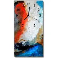 Tulup Wandklok - Chaos Glazen Klok Met Print - 30x60 cm - Veelkleurig Moderne Glazen Wandklok - Zwarte Handen - Rechthoekige Wandklok - Glazen Wandklok Design - Klok Glas Met Opdruk