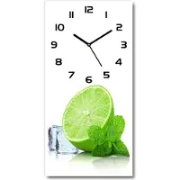 Tulup Wandklok - Limoen met ijs Decoratieve Glazen Klok - 30x60 cm - Groente Glazen Wandklok Design - Zwarte handen - Rechthoekige Klok - Glazen Klok Met Print - Wandklok Glas Met Motief