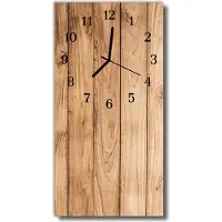 Tulup Wandklok - Hout Decoratieve Glazen Klok - 30x60 cm - Beige Glazen Wandklok Design - Zwarte Handen - Rechthoekige Wandklok - Wandklok Glas Decoratie - Gekleurde Glazen Klok