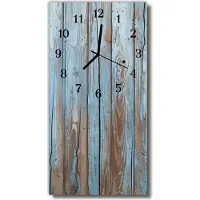 Tulup Wandklok - Hout Glazen Klok Met Print - 30x60 cm - Veelkleurig Moderne Glazen Wandklok - Zwarte Handen - Rechthoekige Wandklok - Wandklok Glas Met Motief - Decoratieve Glazen Klok
