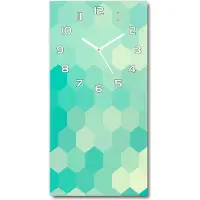 Tulup Wandklok - Geometrische achtergrond Glazen Klok Met Print - 30x60 cm - Groente Wandklok Glas Met Motief - Witte handen - Rechthoekige Klok - Wandklok Glas Decoratie - Gekleurde Glazen Klok