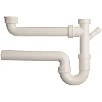 Kirchhoff Kunststof dubbele spoelbak buisvormige sifon, wit, 1 1/2"ER x 40 mm, met 3/4" apparaataansluiting - 98833348