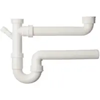 Kirchhoff KS Buissifon Voor Dubbele Spoelbak - Wit - 1 1/2"BI x 50 mm - Met 3/4" Apparaataansluiting