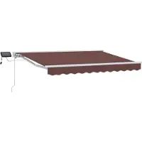 vidaXL Handbediende luifel met LED's Bruin en wit 3,5 x 2,5 m