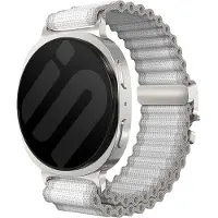 Strap-it Outdoor nylon bandje met P-buckle - horlogebandje geschikt voor Samsung Galaxy Watch 9 (40/44mm) / Watch 8 (40/44mm) / Classic (46mm) - wit/zilver