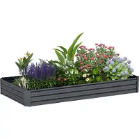 Outsunny -Tuinbed-Gegalvaniseerd staal-240x120x30cm-Donkergrijs