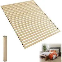 TWOLIIN Rollrooster, lattenbodem van grenenhout, 23 latten, 90 x 200 cm. Rolbaar lattenbodem, houten latten met zwarte rubberband, geschikt voor alle soorten matrassen, draagvermogen tot 300 kg
