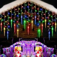 Lapamax LED-lichtketting, "IJzelregen", "IJskristallen", lichtgordijn, multicolor, 8 modi, geheugenfunctie, kerstverlichting, decoratie voor balkon en raam