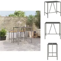 vidaXL Bartafel met glazen blad, grijs, 110x70x110 cm, polyrotan - Tuintafels